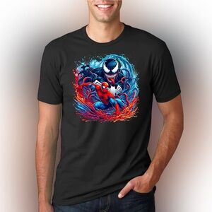Mens Graphic Action Hero vs Monster Battle Tee – Vibrant Comic-Style Art T-Shirt